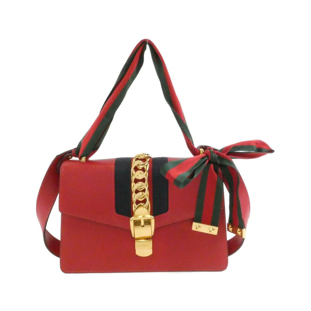 Gucci Sylvie Red Cowhide Leather bag red web